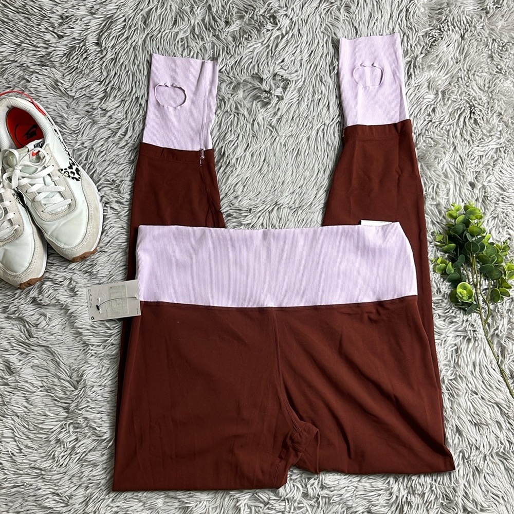 NWT Nike Yoga Dri-FIT Infinalon Luxe Leggings oxen brown doll/grey fog size xxl - Picture 2 of 7